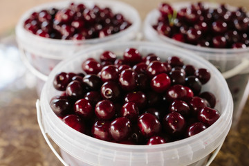 bucket of cherry when i went to cherry farm