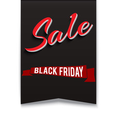 Black friday sale banner on transparent background. Symbol of sales, Black Friday, in the shape pennant. Promotional posters for your business offers, advertising shopping flyers and discount banners
