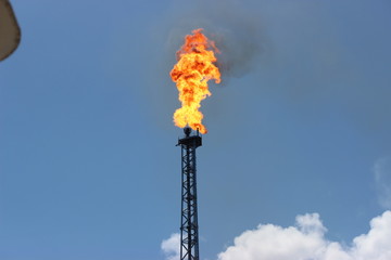 Offshore Oil & Gas Platform Riser on Fire
