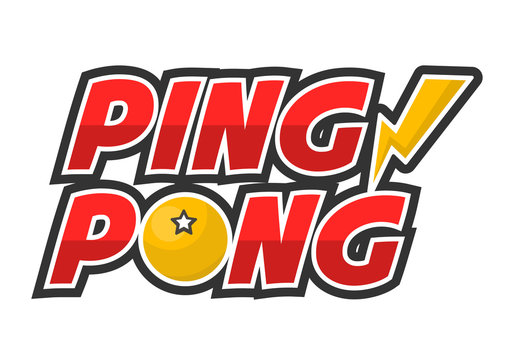 Ping-pong competition big creative promotional logotype isolated illustration