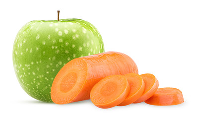 Cut carrot and green apples