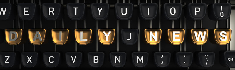 Typewriter with daily news letters on buttons