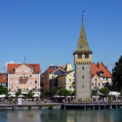 Fototapeta na wymiar Lindau is a town and island on the eastern side of Lake Constance (Bodensee in German). It is located near the borders of Austria (Vorarlberg) and Switzerland (St. Gallen and Thurgau).