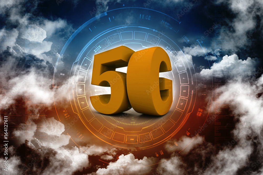 Aufkleber 3d rendering 5g network 5g connection