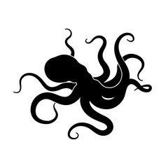 Silhouette of giant octopus on a white background. Sea monster kraken © shaineast