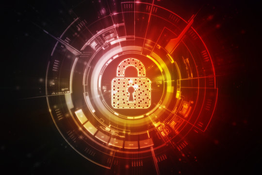 2d illustration Safety concept: Closed Padlock on digital background