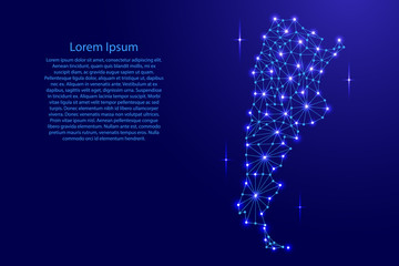 Argentina map of polygonal mosaic lines network, rays and space stars of vector illustration.