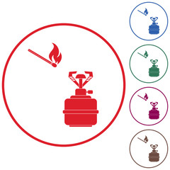 Camping stove icon vector