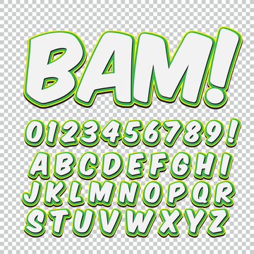 Creative high detail comic font. Alphabet of comics, pop art. Letters and figures for decoration of kids
