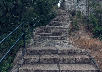rough stone steps leading to a small village,China.