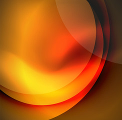 Digital illustration, glowing waves and circles