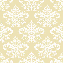 Oriental classic golden and white pattern. Seamless abstract background with repeating elements. Orient background