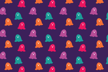 Monder coloful pac man ghosts pattern