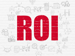 Naklejka premium Business concept: ROI on wall background