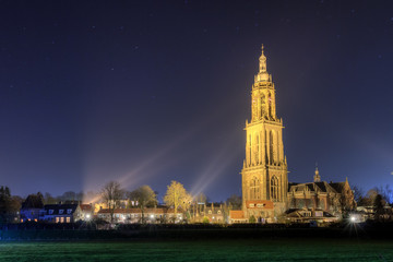 Beautiful hdr view at night on the Cunera church in Rhenen, the Netherlands