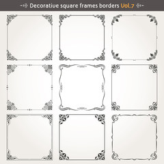 Decorative square frames and borders set 7 vector
