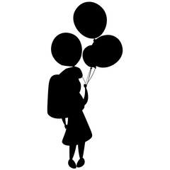 girl silhouette and balloons
