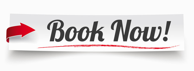 Paper Banner Red Arrow Book Now