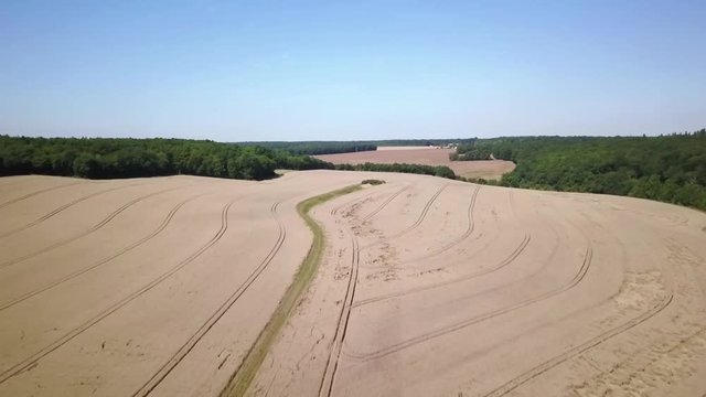 Champs de blé et foret. Survol 2. Eure-et-Loire