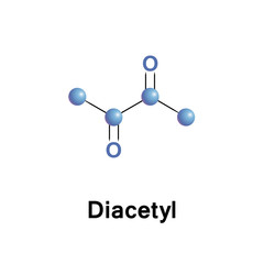 Diacetyl, or butanedione is an organic compound. It is a liquid with an intensely buttery flavor. It is a vicinal diketone with the molecular formula C4H6O2