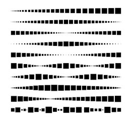 Lines made of square dots. For brushes, decorative elements, dividing lines. Vector illustration.	