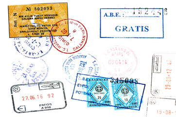 Turkey, greece and cyprus passport stamps