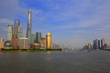 Fototapeta na wymiar The Oriental pearl tower, Shanghai world financial center jinmao tower and the Shanghai skyline