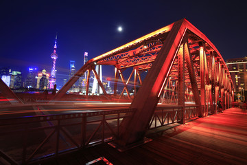 The garden bridge of Shanghai in China, the landmark. colorful