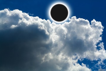 Moon sky and clouds . Beautiful clouds . Beautiful clouds .  moon . Colorful solar eclipse 