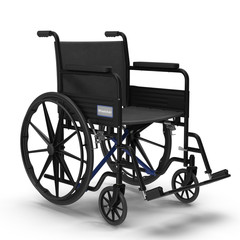 Plakat wheelchair isolated on white. 3D illustration, clipping path