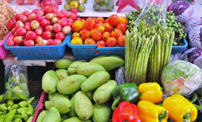 Vegetable stall in a local Thai market.