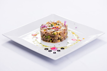 Gourmet Dish on white background
