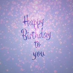 purple and gold bokeh background lighting from top populated on top rare at bottom with text happy birth day to you