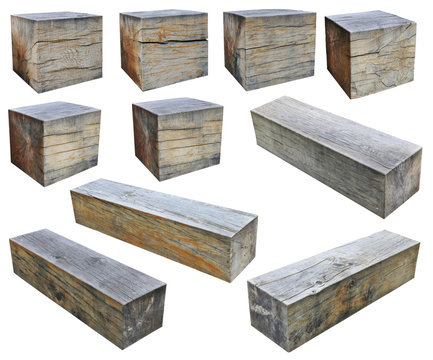 The big cubes and  rectangular beams is cut out from a trunks of an old oak