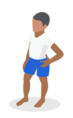 Print, boy, black boy, isometric, isometric black boy, isometric boy, blue, white, child, young, drawing