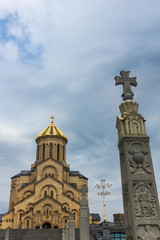Fototapeta na wymiar Sameba is The Holy Trinity Cathedral of Tbilisi in Georgia.
