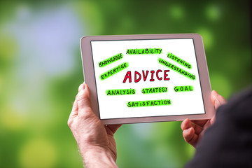 Advice concept on a tablet