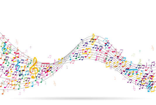 Abstract Background with Colorful Music notes.Vector Illustration