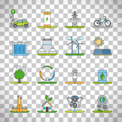 Renewable energy outline icons