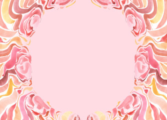 Акварельная ручная роспись с венком из красных цветов.