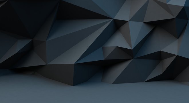 Abstract black background with polygonal pattern. 3d image