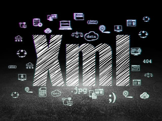 Software concept: Xml in grunge dark room