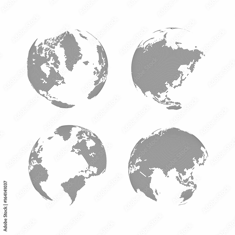Poster vector illustration of star dotted style on three-dimensional abstract earth globe