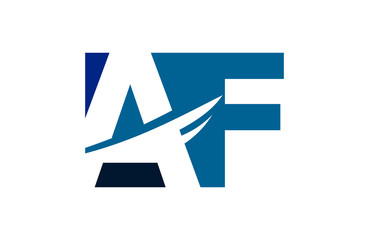 AF Negative Space Square Swoosh Letter Logo