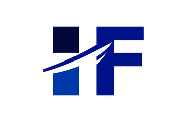 HF Negative Space Square Swoosh Letter Logo