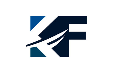 KF Negative Space Square Swoosh Letter Logo