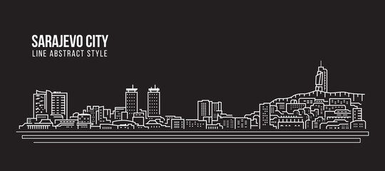 Cityscape Building Line art Vector Illustration design - Sarajevo city