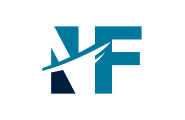 NF Negative Space Square Swoosh Letter Logo