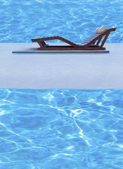  piscine bleue et lit de soleil sur plage submersible