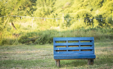 Blue Retro Wooden Bench